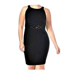 Emerald Sundae Dress Bodycon Sleeveless Illusion Mesh Waist Black Womens Size 2X